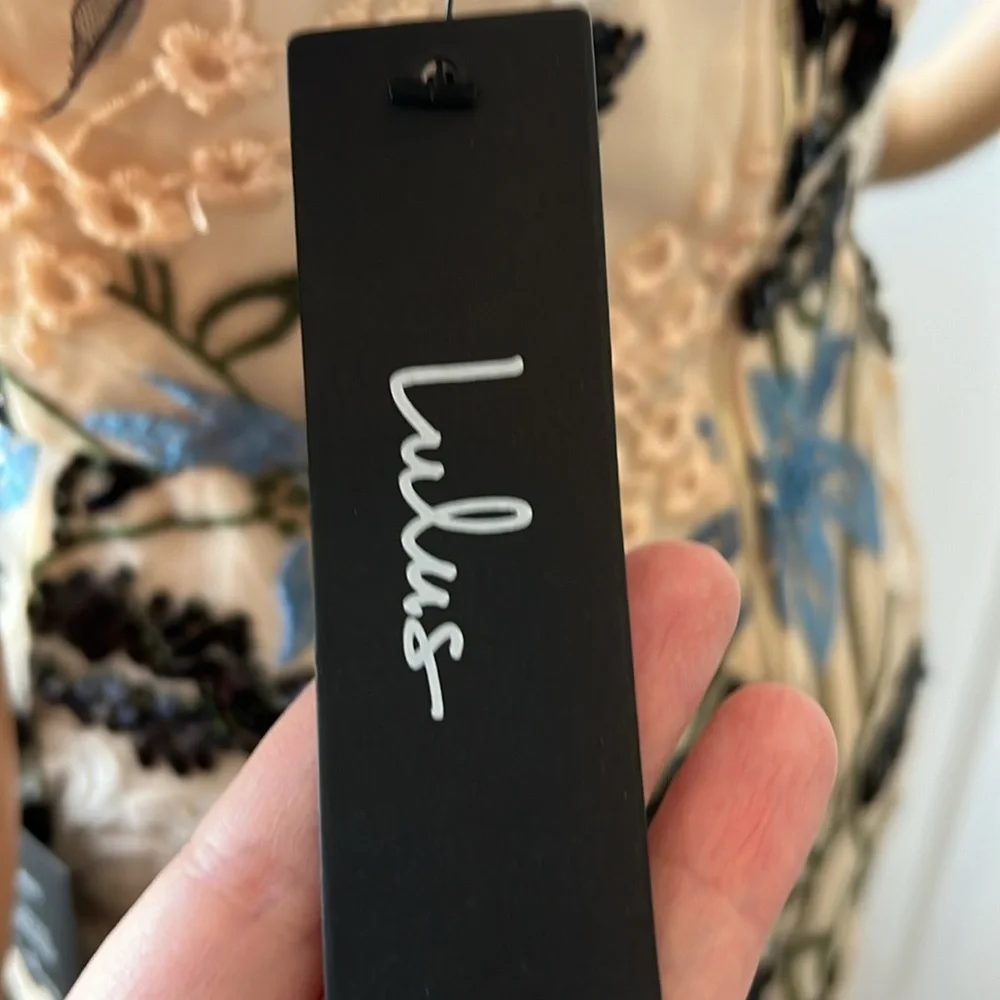 NWT Lulu’s formal beaded sequin evening dress S cream embroidered overlay sexy - Picture 12 of 15